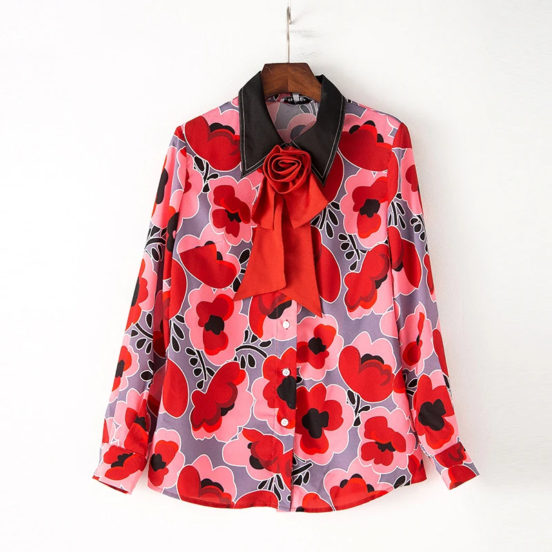 Женский комплект из 2 предметов с принтом красивая рубашка длинным рукавом и