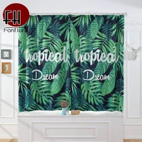 tropical printed blackout short curtains for living room bedroom kitchen green leaf home decoration window treatments drapes