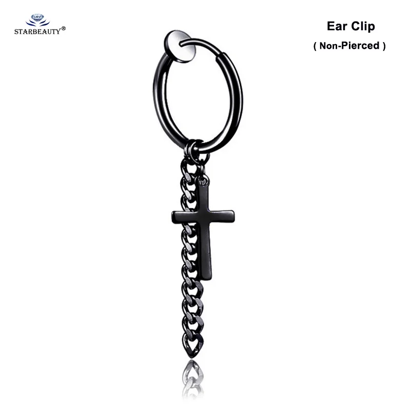 Ear Clip Black 1 шт. кисточка крест спираль пирсинг для пупка имитация пирсинга Серьги титановые Поддельные Пирсинг Клип Висячие серьги женские мужские ювелирные изделия - Окраска металла: Ear Clip Black