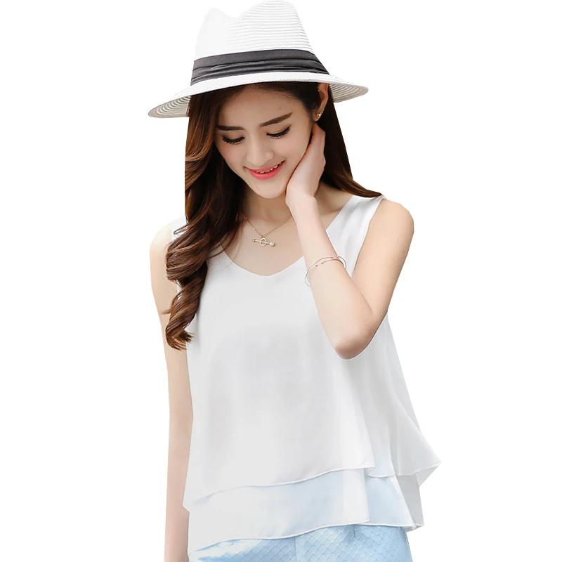 Новинка 2017 летняя стильная блузка женские шифоновые майки сексуальный жилет с