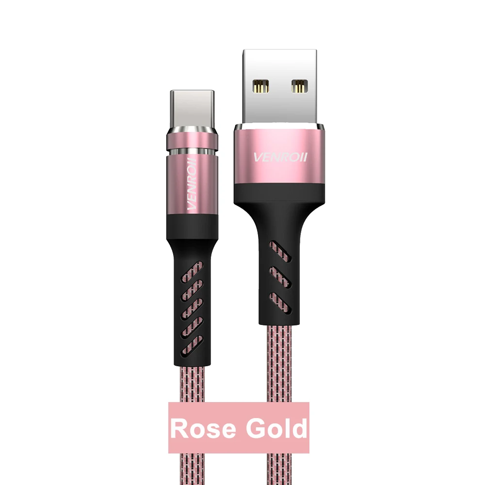 Кабель type-C 1 м, зарядный Шнур USB 3,0 для мобильного телефона Oneplus 6, 6 T, a, USB-C, быстрое зарядное устройство для Pixel 2 XL, Xiaomi Redmi Note 7 Pro - Цвет: Rose Gold