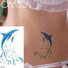 Детские Временные татуировки Blue Dolphin, водонепроницаемые Мультяшные татуировки для детей, искусственные татуировки для боди-арта, наклейки для женщин