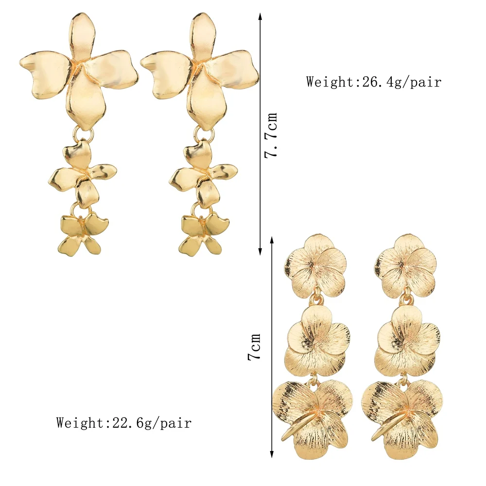 MissCyCy в стиле панк золотой цвет цветы Висячие серьги для женщин модные