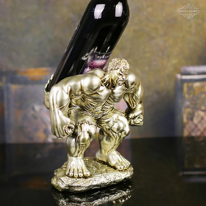 Resin Crafts Europe Home Decoration Hercules Wine Rack Figurines Hotel Decorations Creative Miniature Holder Gifts | Дом и сад