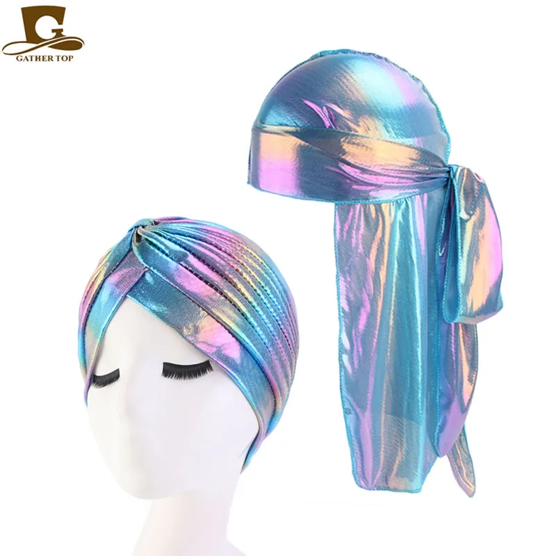 Модная мужская блестящая шелковая бандана Durag 2 шт./лот головные уборы красочная