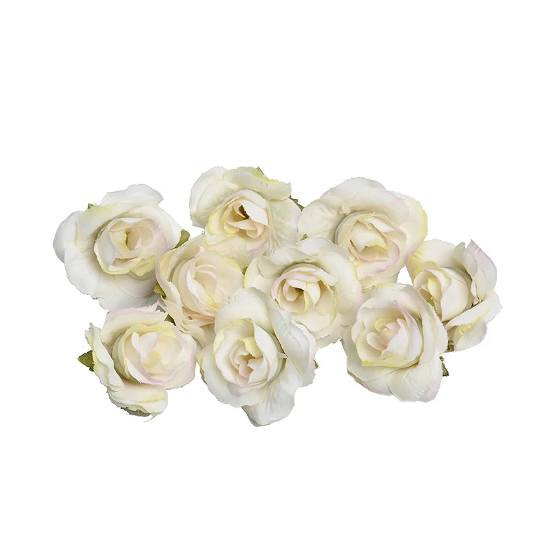 White Pink Новинка, 10 шт./лот, искусственный цветок, 4 см., Шелковый цветок розы, голова, украшение для свадьбы, вечеринки, дома, сделай сам, венок, скрапбук, Подарочная коробка, ремесло - Цвет: White Pink