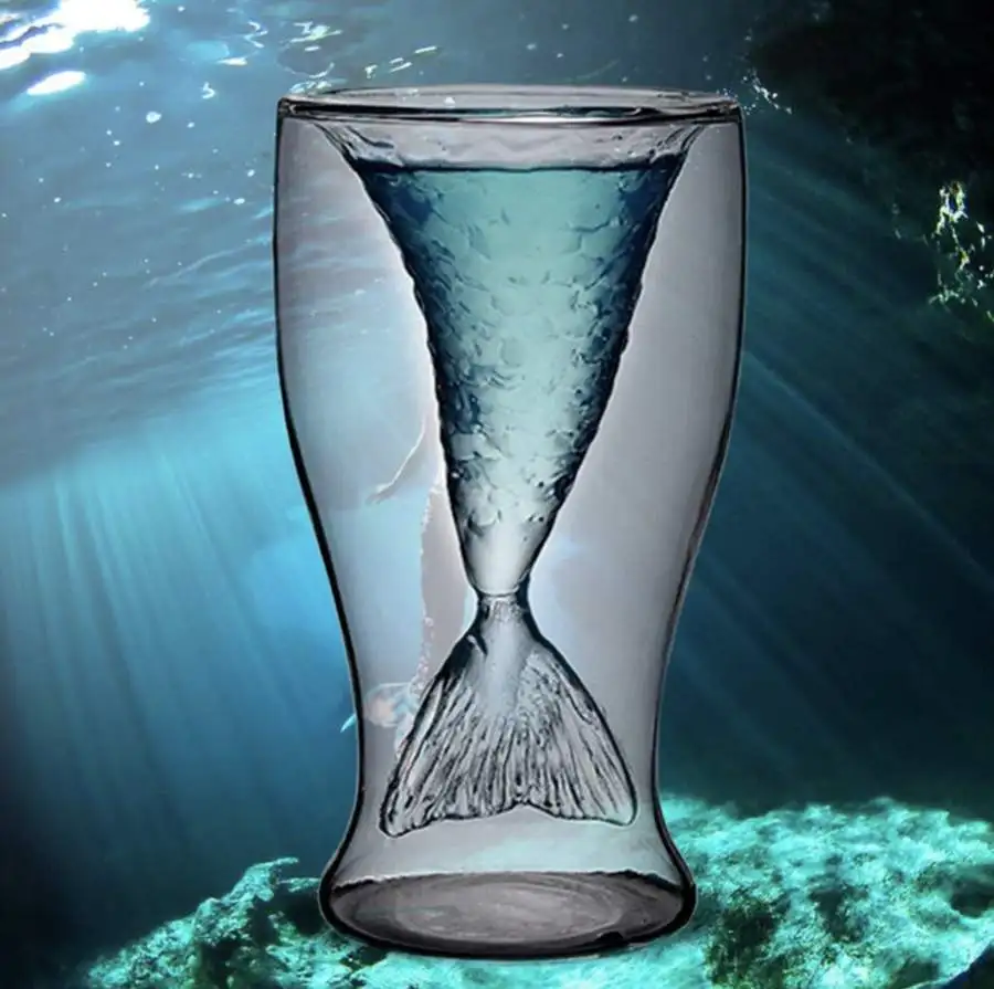 Стеклянный Череп дизайн 16 унций с ручкой бутылки - Цвет: MERMAID TAIL GLASS