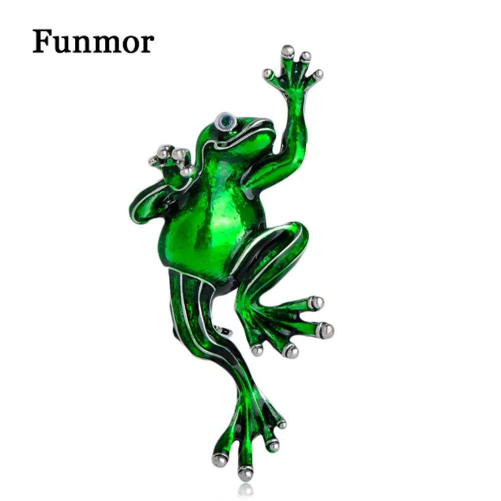 Винтажная форма милой лягушки FUNMOR брошь свитер подвеска зеленая эмалированная