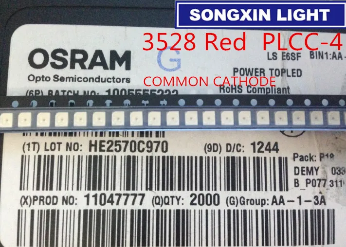 25 шт. LSE6SF-V2BA-1-1 LS E6SF-V2BA-1-1 OSRAM 3528 красный PLCC-4 общий катод супер яркий светодиодный задний фонарь SMD