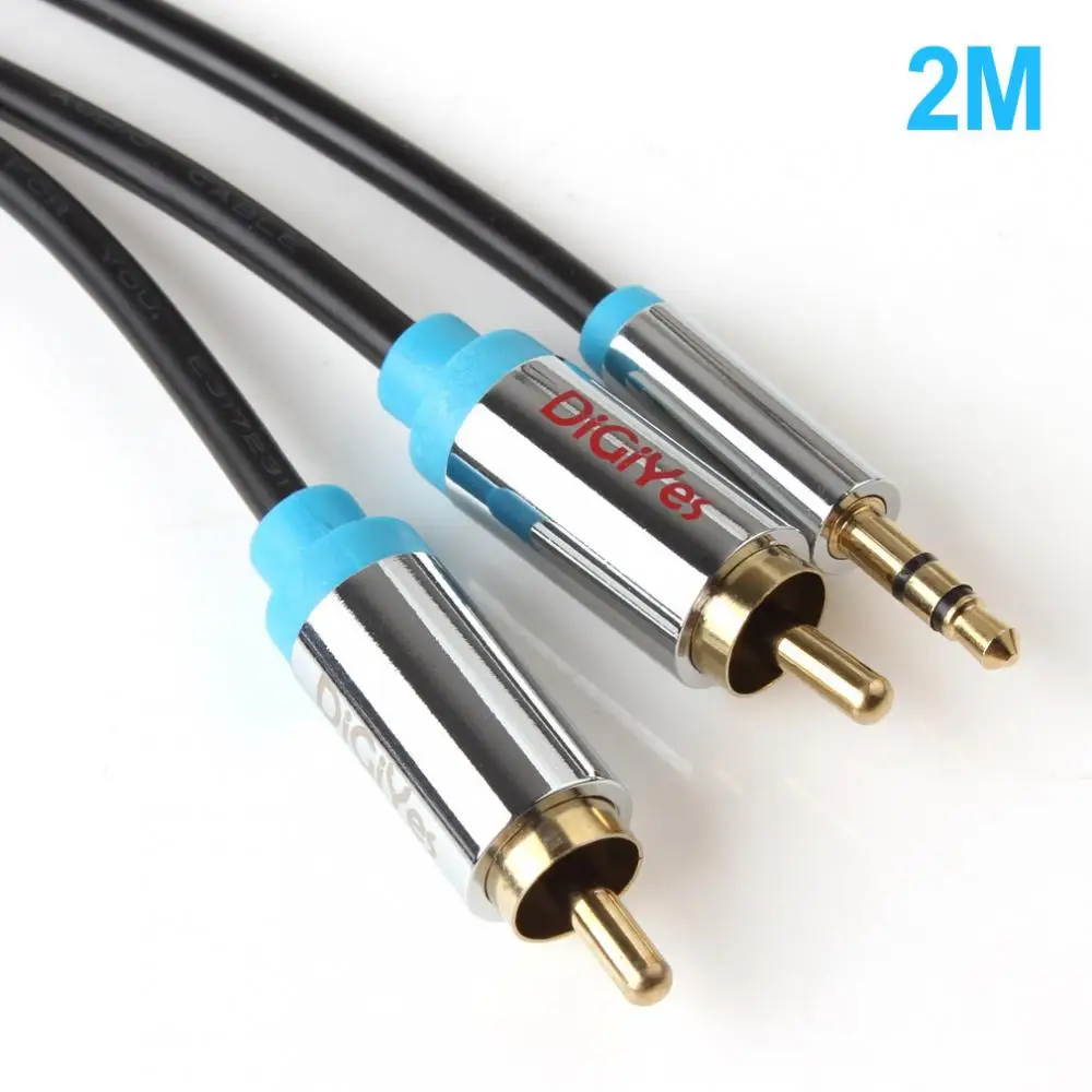 DiGiYes 3 5 мм мужчина к 2RCA Мужской стерео аудио кабель адаптер позолоченный для