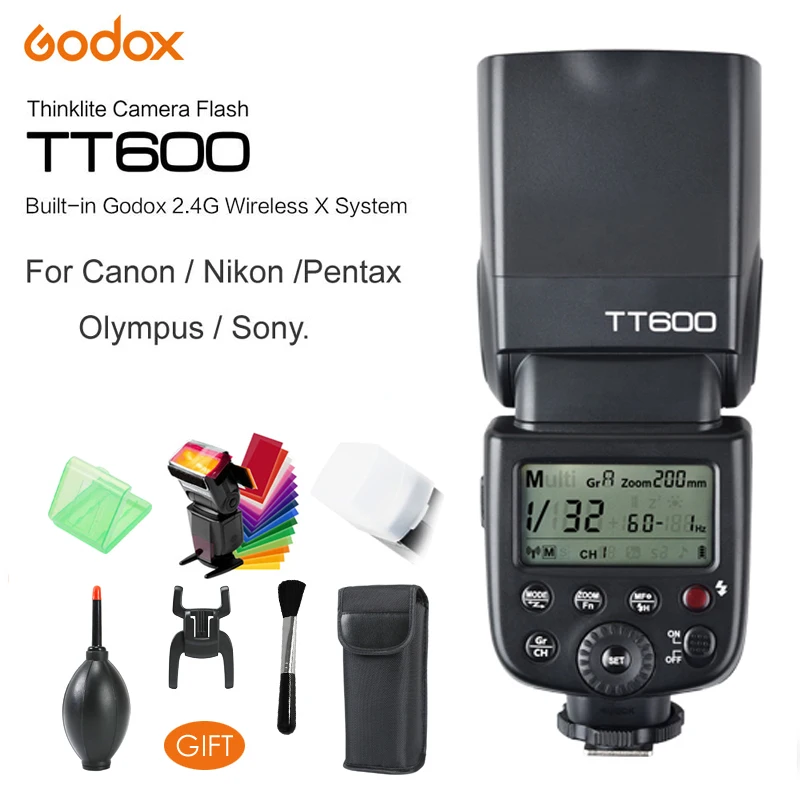 Вспышка Godox TT600S TT600 для Canon Nikon Sony Pentax Olympus Fujifilm и встроенная 2 4G Беспроводная