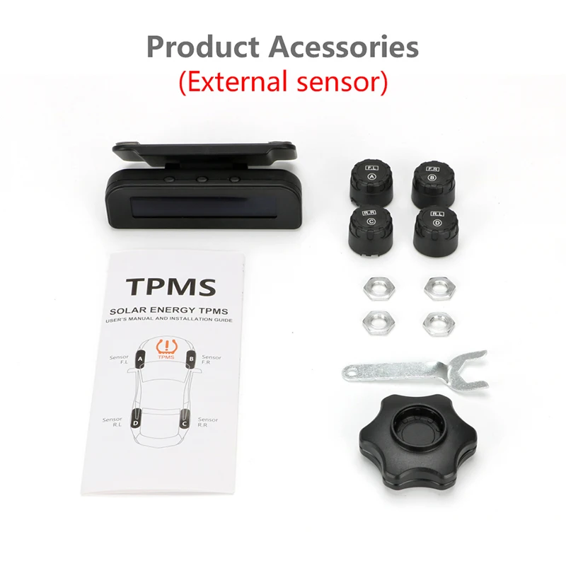 Jansite TPMS автомобильная система контроля давления в шинах, мульти-регулируемый угол, прикрепленный к стеклу, беспроводная Солнечная энергия Tpms с 4 датчиками