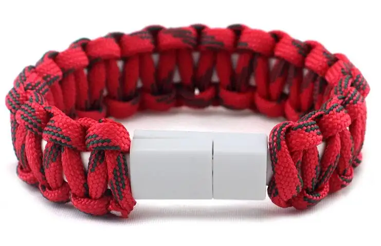 Red Уличный спасательный Паракорд нейлоновый браслет стиль iPhone usb зарядный кабель для Apple Phone iPhone зарядка - Цвет: Red