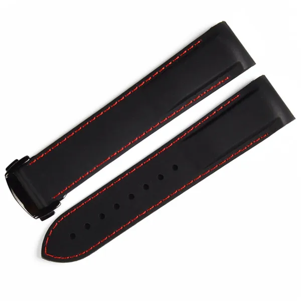 black red black Ремешок для часов силиконовый резиновый ремешок для часов изогнутый конец спортивный ремешок Складная Пряжка для Seamaster 300 Планета Океан 600 1948 20 мм 22 мм - Цвет ремешка: black red black
