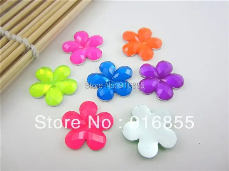 

Free shipping fashion 24pcs/lot 20mm Plum flower mixed Fluorescent color flatback resin rhinestones