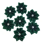 Для выведения токсинов, 40 шт Зеленый небольшой ткани, украшенные Сатиновыми цветами с Стразы Аппликации Вышивание свадебные аксессуары для одежды цветы 2,8 см