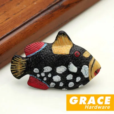 Черная Рыбка морской плащ ручка из смолы пасторальная детская мебель для дома