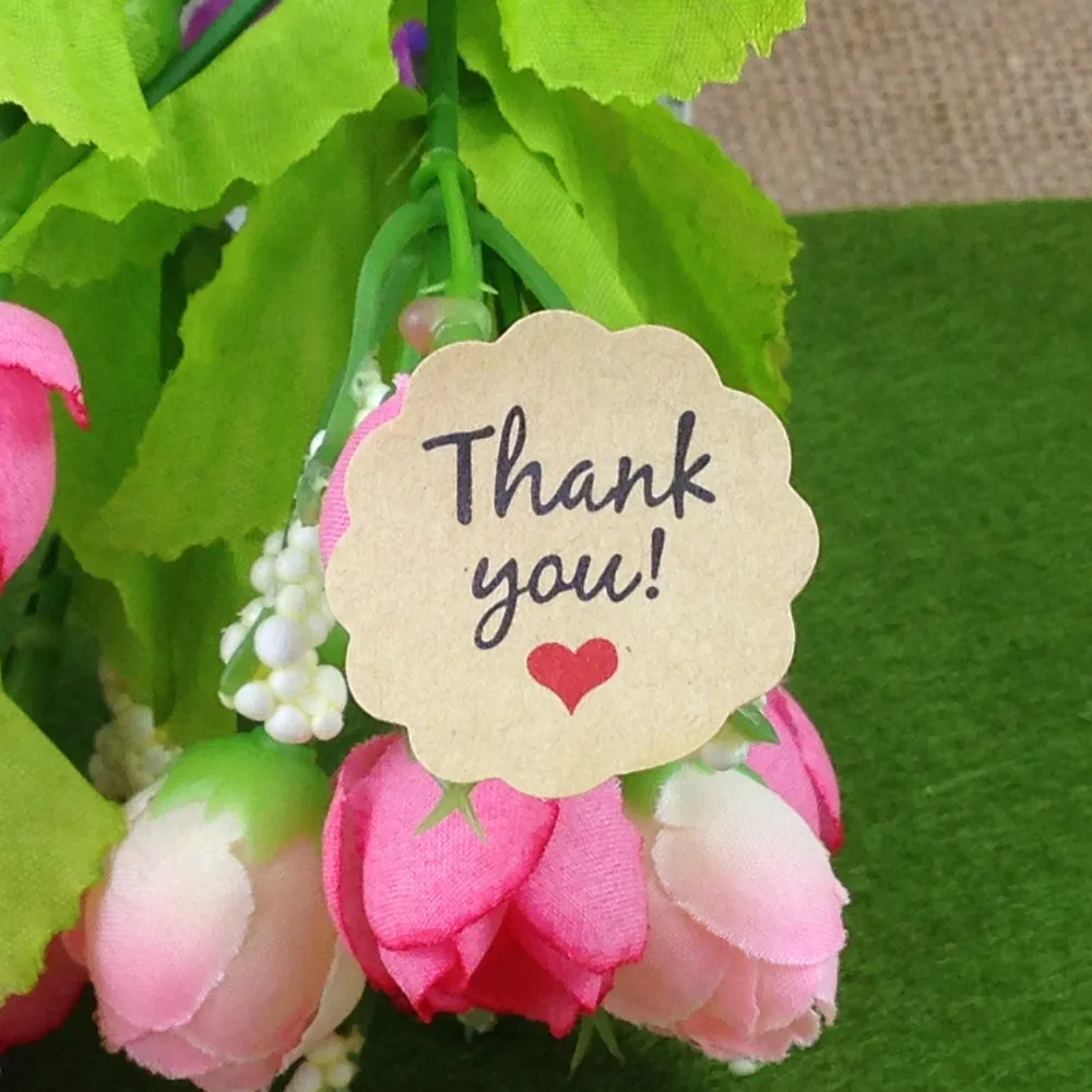 Самоклеящиеся Стикеры из крафт-бумаги с надписью Thank You love диаметр 3 см | Дом и сад