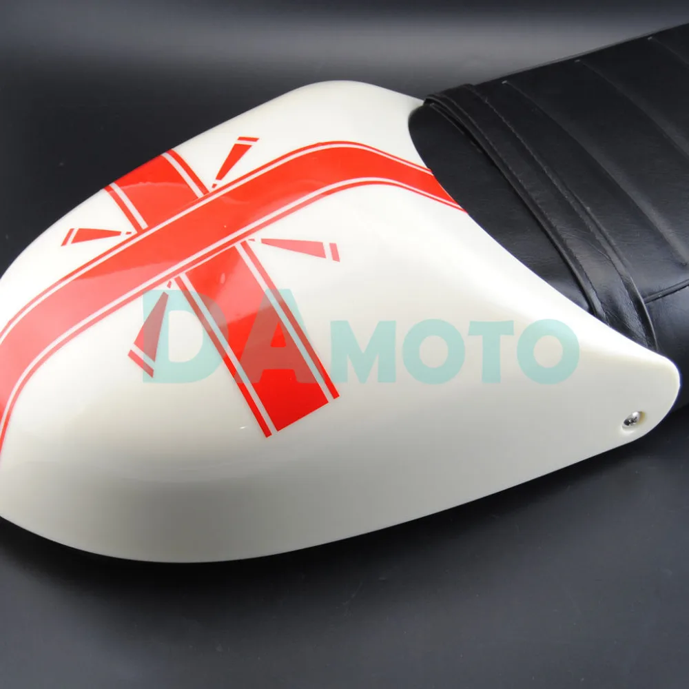 MOTOCYCLE SEATS COVER SET BOTTOM BRAKET CAFE RACER CUSHION VINTAGE WHITE |