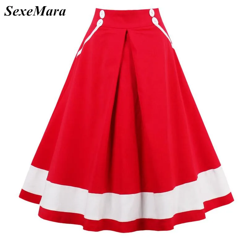 Женская винтажная юбка SexeMara длинная с завышенной талией в стиле рокабилли 1950s 60s