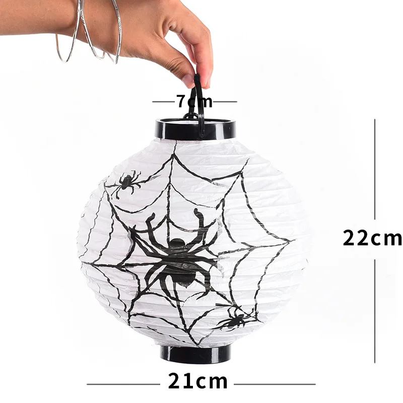 White Spider Светодиодный Хэллоуин декоративные бумажные фонари тыквы с украшениями пауками черепами летучей мыши подвесной фонарь светильник Хэллоуин Декорации реквизит вечерние поставки - Цвет: White Spider
