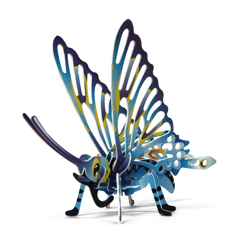 3D бумажные Пазлы сделай сам для детей распознавание насекомых красочные бабочки