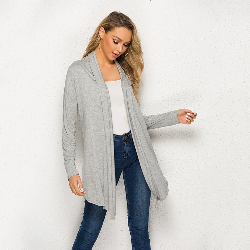 Милые женские блузки женский кардиган с асимметричным подолом длинным рукавом
