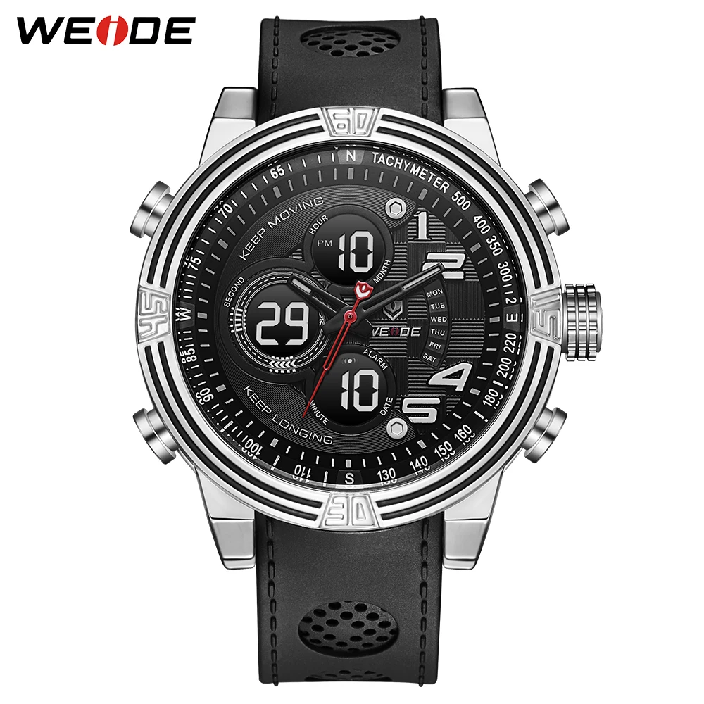 WEIDE мужские спортивные часы с цифрами, цифровой аналоговый черный кварцевый светильник с черной пряжкой, спортивные наручные часы в стиле милитари, мужские часы