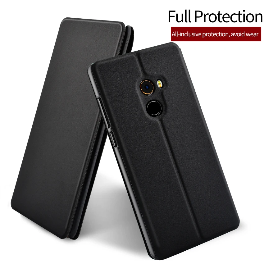 Кожаный флип чехол для Xiaomi mi mix 2 роскошный из овчины и жесткого пк с подставкой