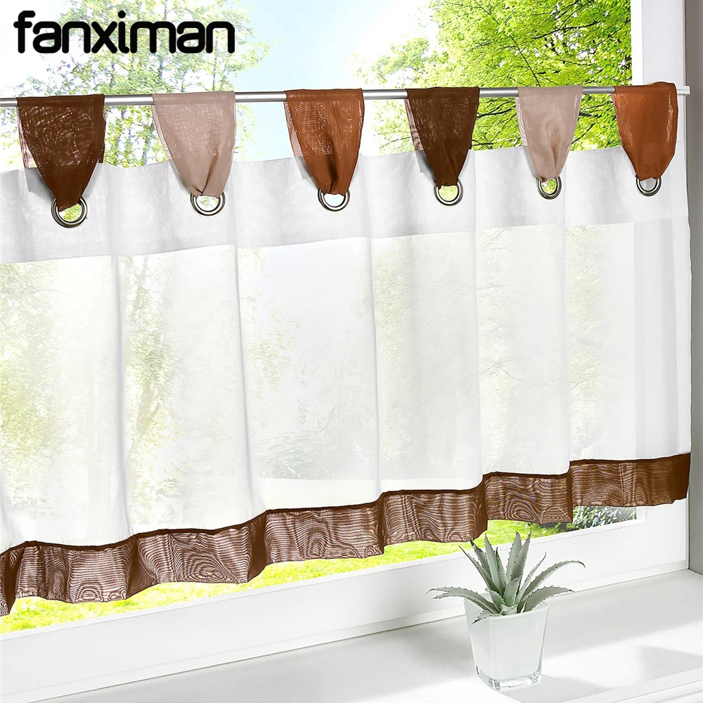 

Sheer Curtains for the kitchen Small Short Kitchen Curtains Pastoral Sheers Window Blinds Solid Color Various Sizes Tab Top 1 PC