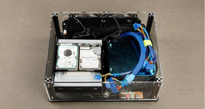 DIY Acrylic transparent chassis Open Frame Horizontal MATX PC case Water Cooling host Box computer Parts gabinete computador