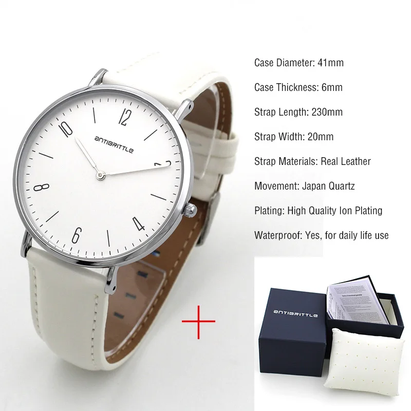 Leather3 with box Модные мужские минималистичные часы женские арабские японские кварцевые тонкие кожаные серебристые сетчатые часы из нержавеющей стали с магнитным ремешком антихрупкие классические - Цвет: Leather3 with box