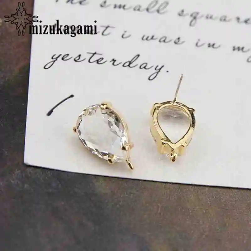 2 High Quality Golden Zircon Crystal Geometric Base Earrings Connector 10pcs/lot For DIY Fashion Drop Earrings jewelry Accessories - Color: 2
