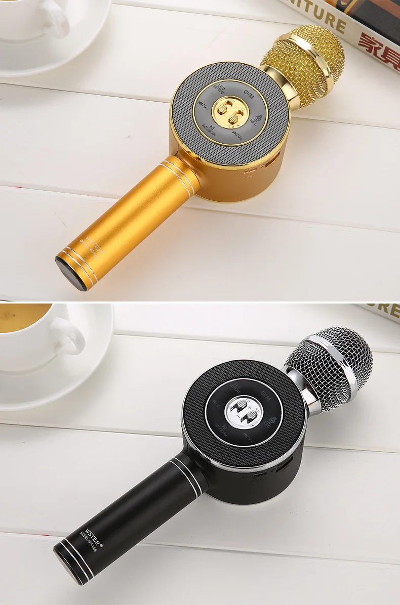 WS668 беспроводной микрофон Bluetooth микрофон караоке динамик голосовой смены микрофон для ПК телефона светодиодный светильник диск PK WS858