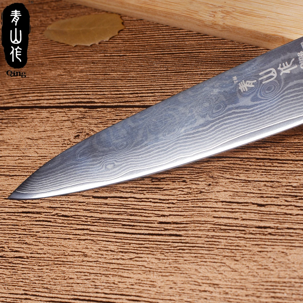 QING 6 &quot5&quot 5 &quot3 5&quot Дамасские кухонные ножи японский VG10 нож из дамасской стали