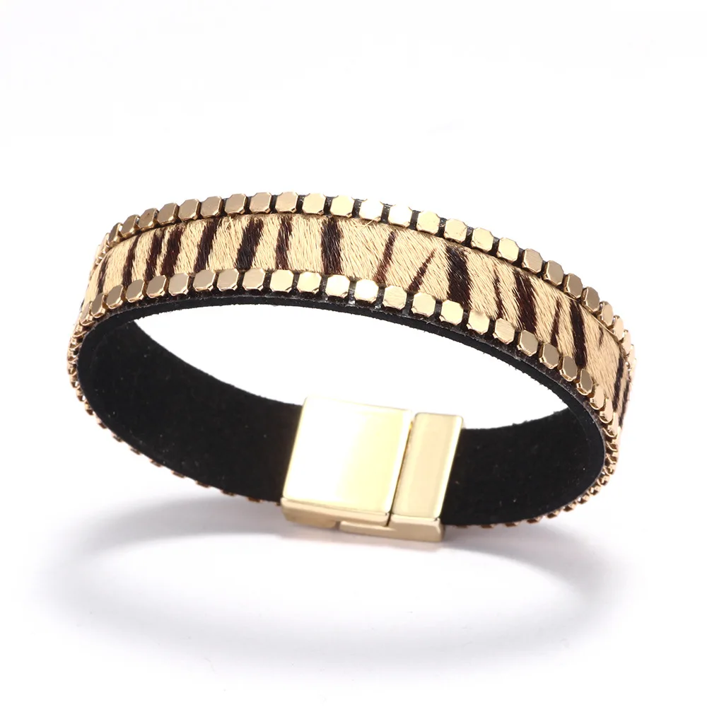 Леопардовый кожаный браслет для женщин модные браслеты и обручи ювелирные