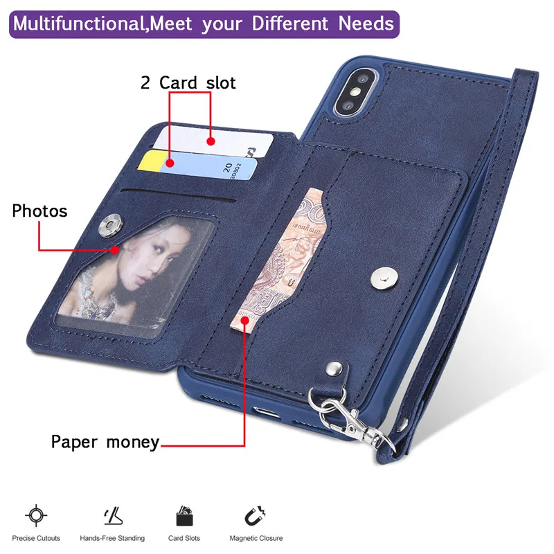 Phone Case for Iphone 6 6S Plus 7 8 X XS Max XR 2019 Cover New Embossed Wallet Leather Card Slot Back Cases 5 5S SE | Мобильные