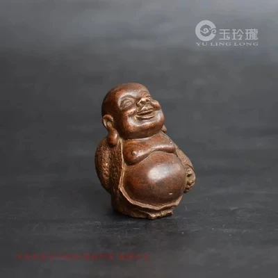 Карман (чайный питомец. Скульптура с улыбающимся Буддой Maitreya античная бронза