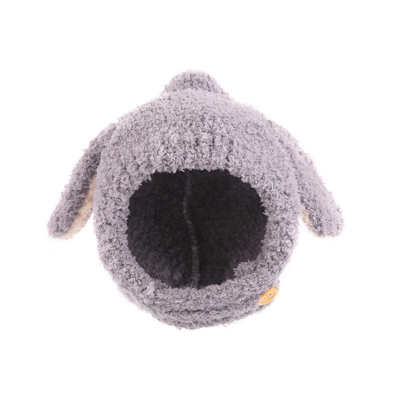 Gray baby hat Мягкая флисовая детская зимняя шапка, мультяшная шапка с длинными ушками, аксессуары для малышей, детская шапка с милым Кроликом, теплые зимние шапки для детей, 1 шт - Цвет: Gray baby hat
