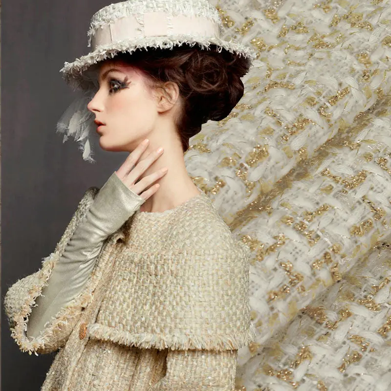 Женская твидовая ткань с металлической золотой нитью 7 цветов | Дом и сад