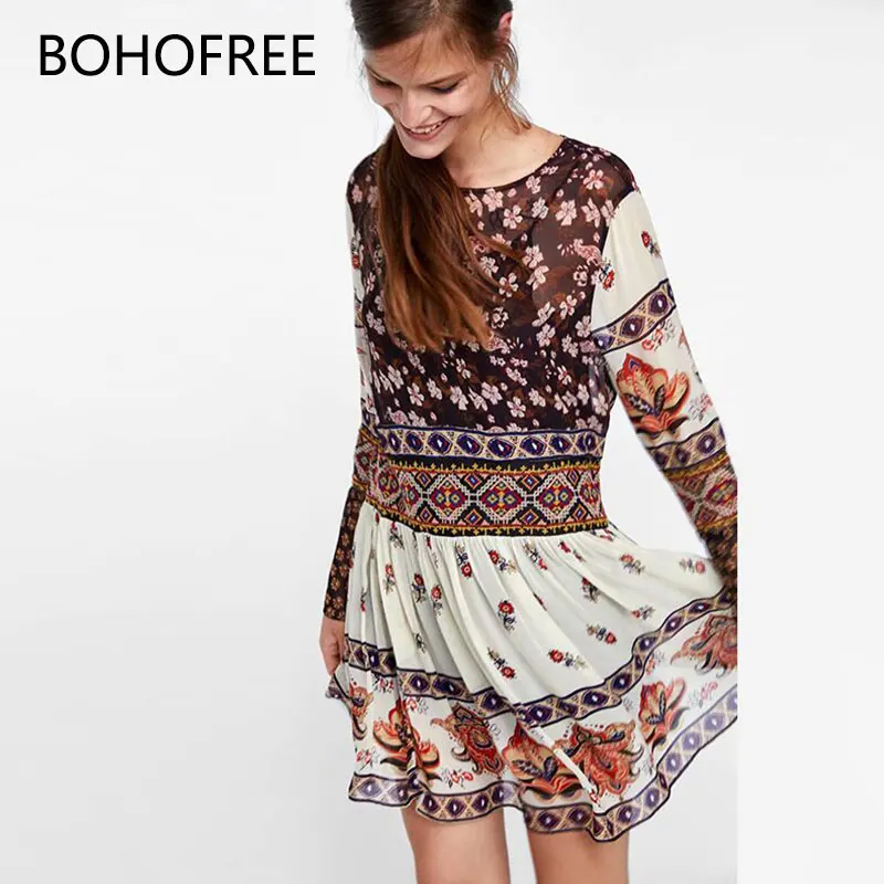 BOHOFREE Вдохновленный Gpysy Для женщин цветочный шифоновое платье Femme негабаритных