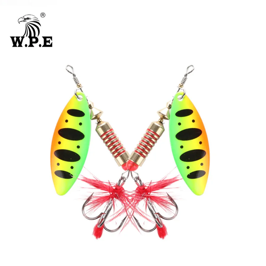 W.P.E New Spinner Lure Hard Bait 1pcs 6.5g/10g/13.5g Spoon Lure Metal Lure Feather Treble Hook Fishing Tackle Bass Fishing Pesca