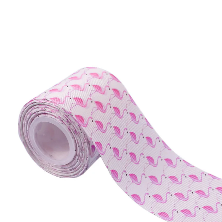 50yards/roll Fashion Flamingo Ribbon Grosgrain Hot Printed Tape Handmade Headband Bows DIY Festival Decorative Ribbons 7.5cm | Дом и сад