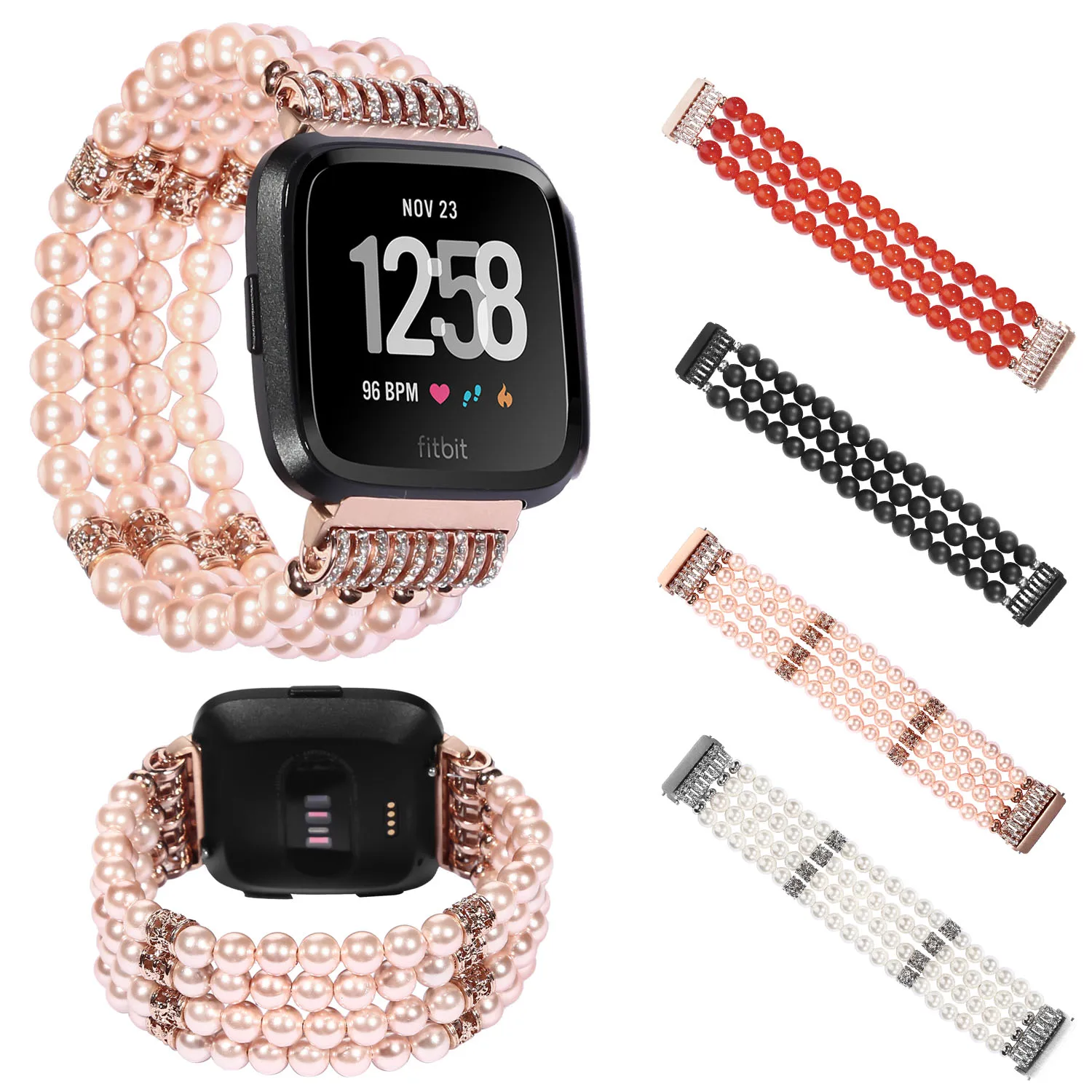 Роскошный ремешок с жемчужными бусинами для Fitbit Versa сменный часов блестящие