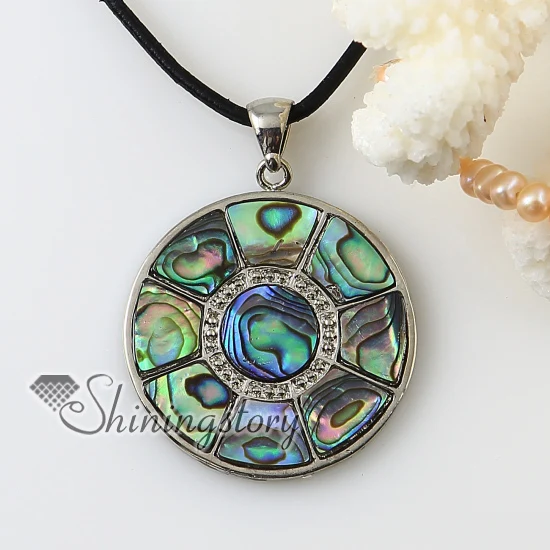 

patchwork round moon rainbow abalone oyster shell rhinestone necklaces pendants 2013 cheap handmade jewelry