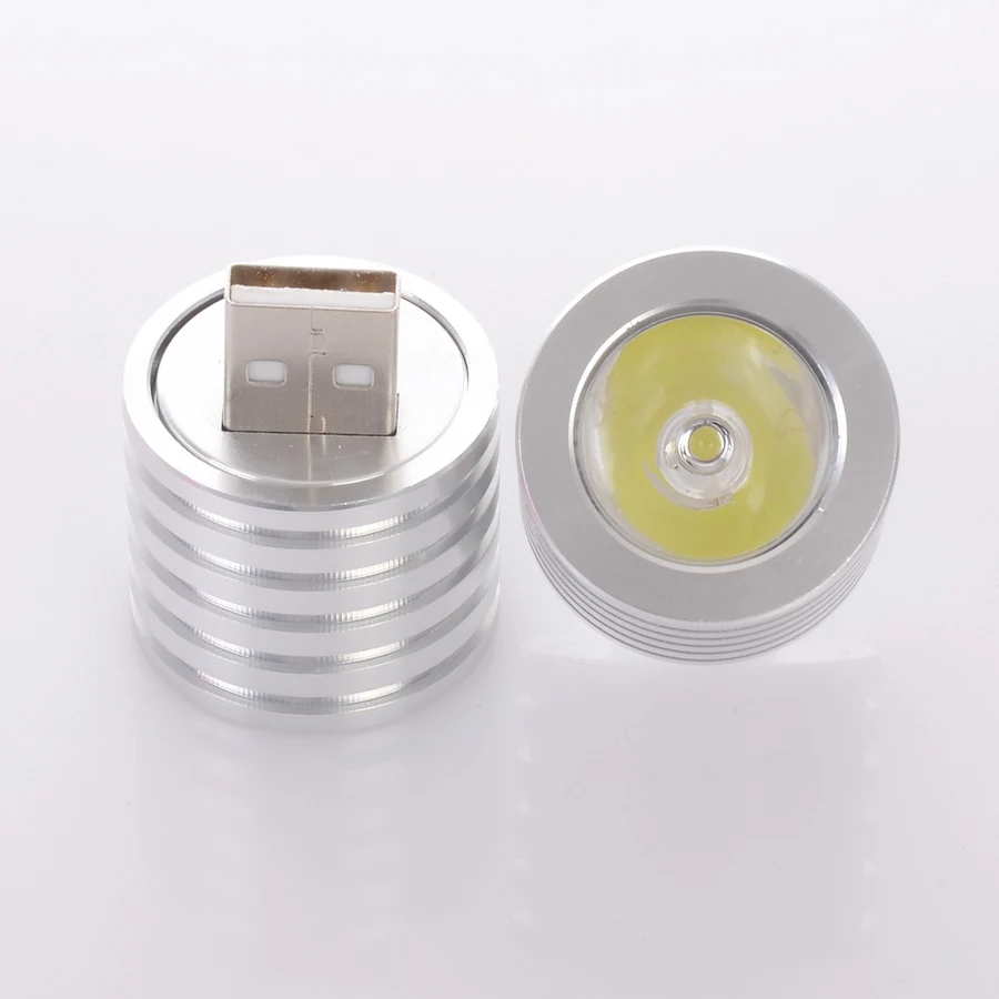 Светодиодный мини портативный прожектор 2 Вт USB 27 мм фонарик круглая алюминиевая