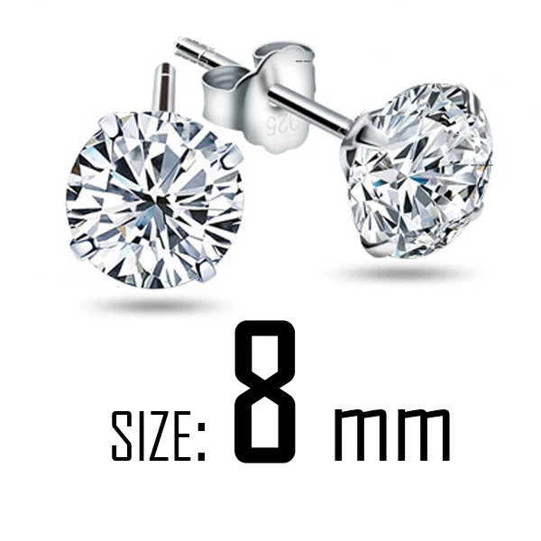 8mm Malanda модные серебряные серьги-гвоздики из натуральной 925 пробы, белые кристаллические циркониевые Канальные серьги для женщин, свадебные ювелирные изделия, подарок - Окраска металла: 8mm