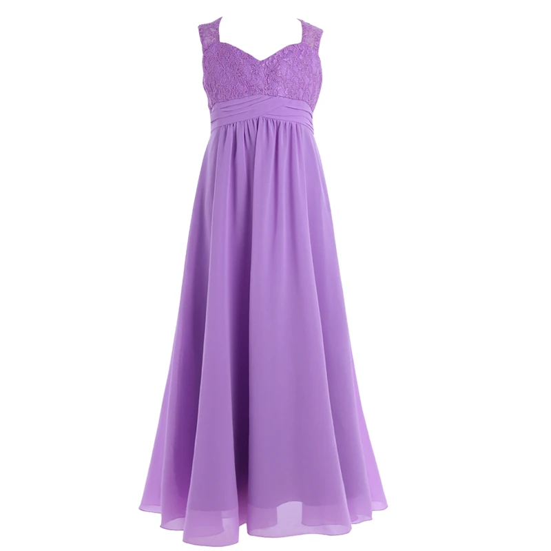 Feeshow Girls Chiffon Lace Flower Girl Dress Princess Pageant Wedding Bridesmaid Birthday Party Children Clothes SZ 4-14Y | Детская