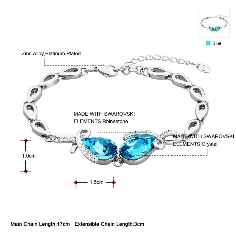 Браслет Neoglory Crystal & стразы браслет в стиле океанской голубой капли воды модный