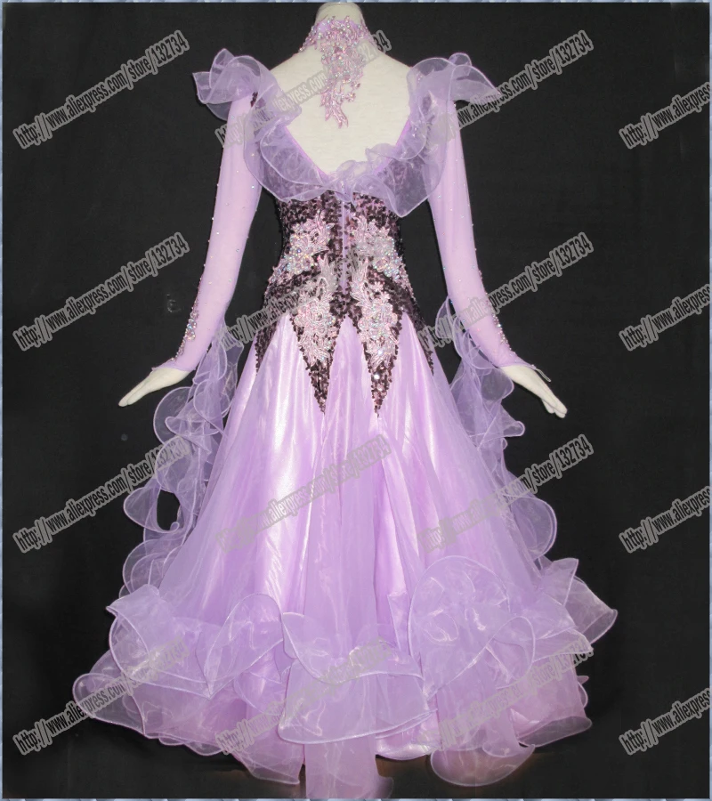 

Adult women Modern dance one-piece dress expansion skirt to practice skirt one-piece ballroom dress long sleeve B-0228